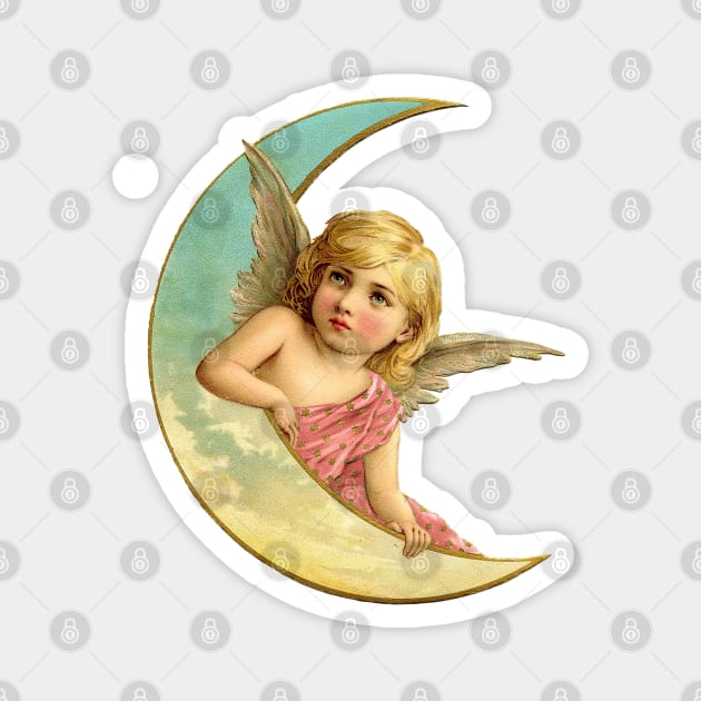 Vintage Moon Angel Magnet by HolidayBug