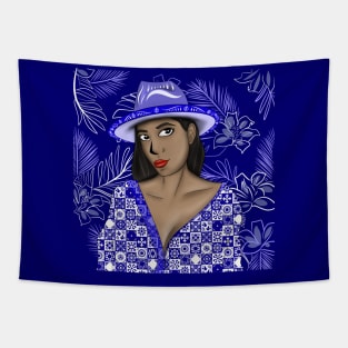 panama wonderful woman muse in talavera style in summer arts Tapestry