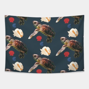 Sea Turtle and Sea Shell Pattern Tapestry