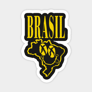 Brazil Brasil Grunge Happy Smiling Face Magnet