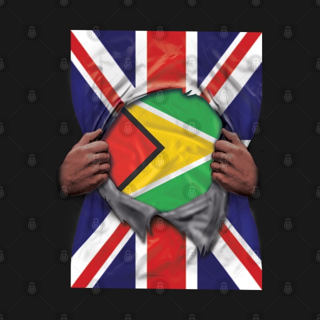 Guyana Flag Great Britain Flag Ripped - Gift for Guyanese From Guyana by Country Flags