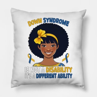 Down Syndrome Awareness Black American Afro Hair Trisomy 21 Pillow