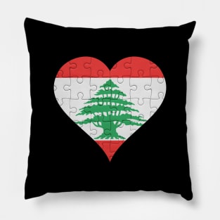 Lebanese Jigsaw Puzzle Heart Design - Gift for Lebanese With Lebanon Roots Pillow