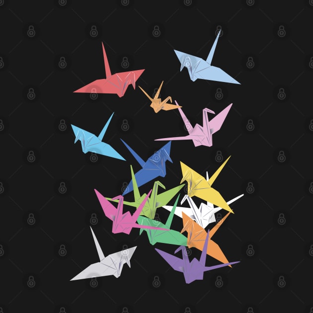 Rainbow of paper cranes by Indigoego