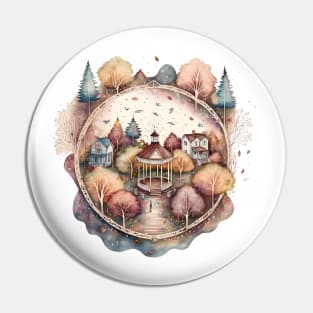 Beautiful Town Square - Watercolor art - Gilmore Pin