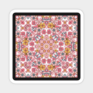 Flower and Hearts valentines and spring Kaleidoscope pattern (Seamless) 2 Magnet