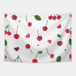 Cherries and red hearts Tapestry