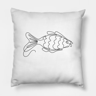 Continuous one line art drawing fish Pillow