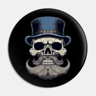 Skull with mustache Pin