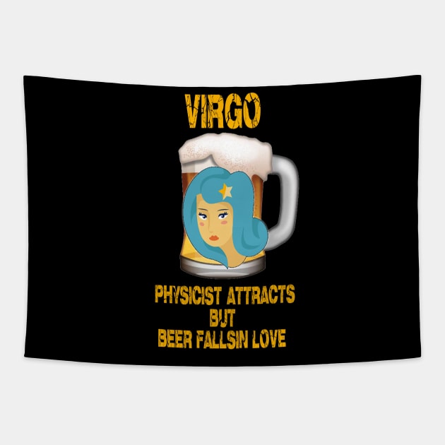 Virgo Sign Funny Beer T-Shirt Tapestry by Cervezas del Zodiaco