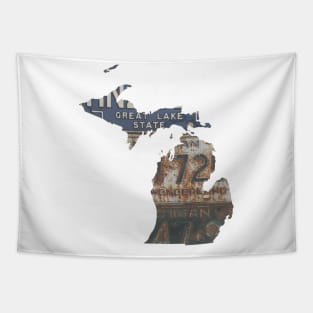 Vintage Michigan License Plates Tapestry