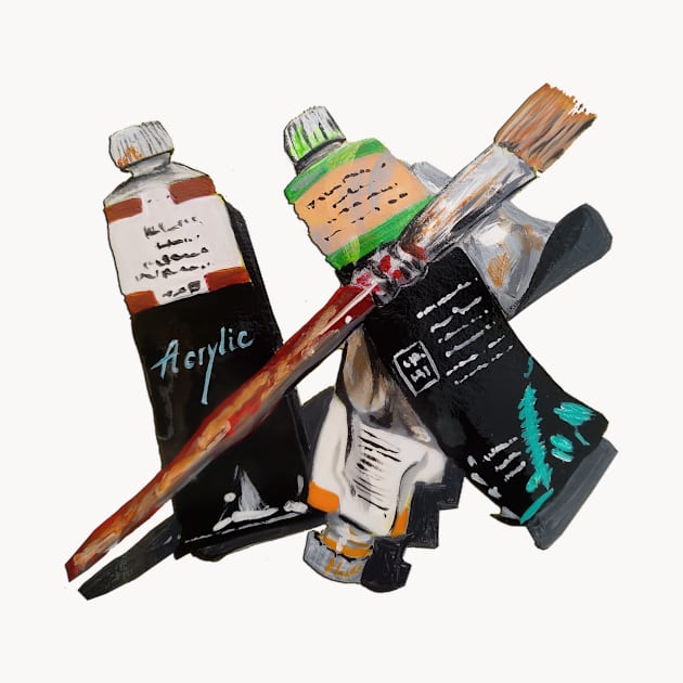 Paint tubes and Brush by PaintingsbyArlette