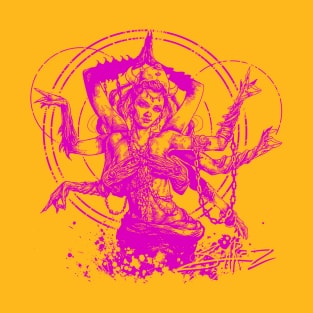 Kali Goddess Magenta Ink Transparent T-Shirt