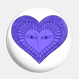 Love purple face heart on white background Pin