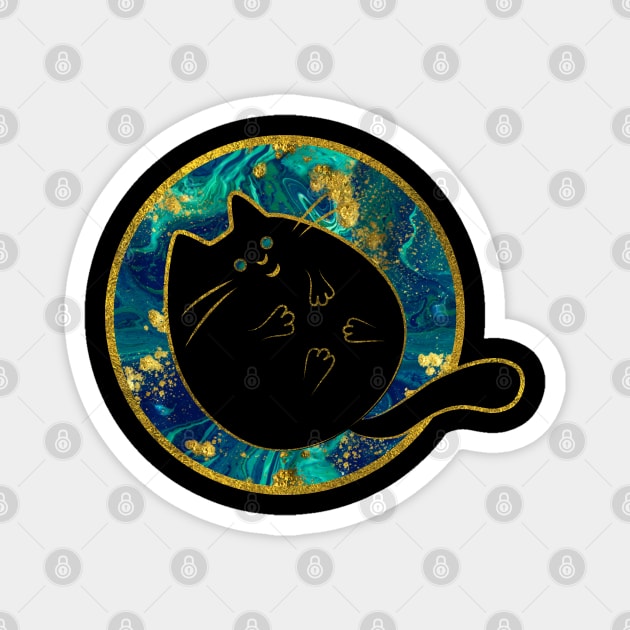 Funny Black Chubby Cat Magnet by Nartissima