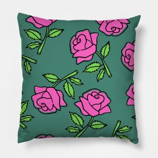 Pink Roses Pattern in Alexandrite Color Pillow