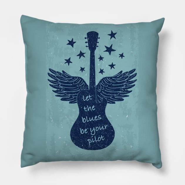Let The Blues Be Your Pilot Pillow by PLAYDIGITAL2020