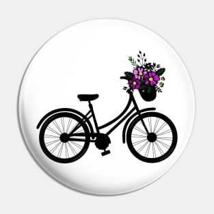 Bicycle with a Basket Full of Flowers Pin