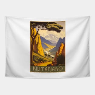 Mount Kilimanjaro Tanzania Vintage Travel Art Poster Tapestry