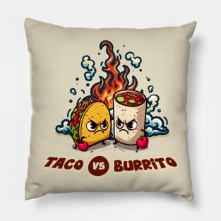 Taco vs Burrito - The Ultimate Showdown Pillow