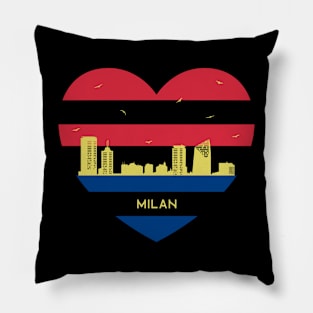 Italy City Skyline cityscape Heart Shape Birds Flying Milan Pillow