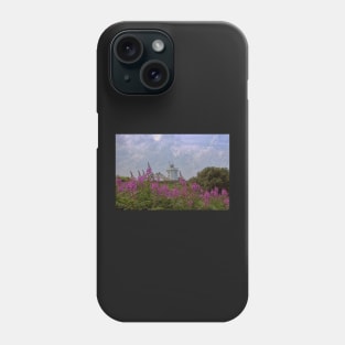 Purple flowers with Cromer lighthouse Phone Case