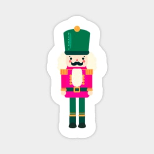 Pink and Green Christmas Nutcracker Toy Soldier Graphic Art Magnet