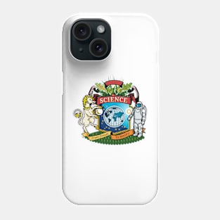 Coat of arms with globe, unicorn and astronaut Phone Case