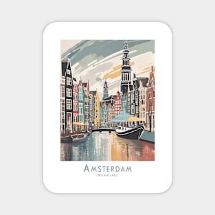 Vintage Amsterdam Netherlands Canal Serenity Magnet