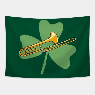 Shamrock Trombone St. Patrick's Day Musical Instrument Tapestry