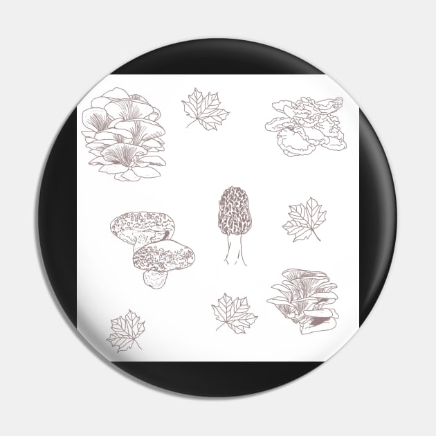 Woodland Mushrooms White Pin by TrapperWeasel