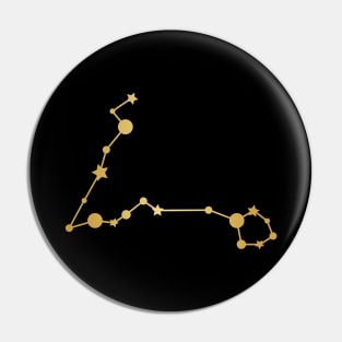 Pisces Zodiac Constellation in Gold - Black Pin