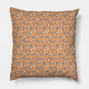 white orange daffodils on taupe Pillow