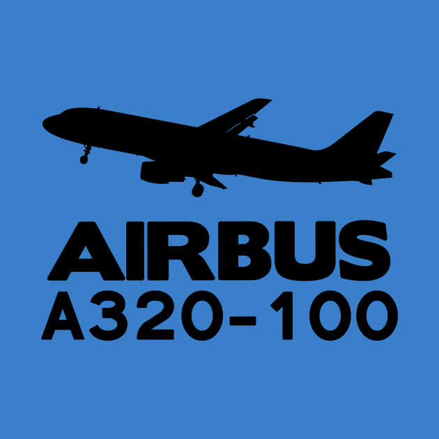 Airbus A320-100 Silhouette Print (Black) by TheArtofFlying
