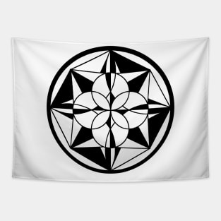 Black and White Geometric Shapes Tapestry