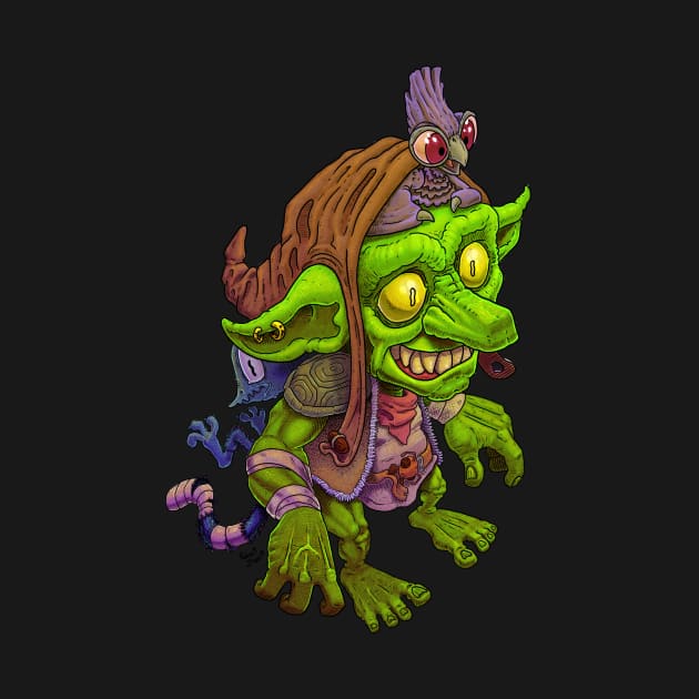 Cute and ugly little goblin with some animal friends. by JENNEX