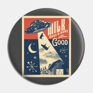 Milk does a body good Alien funny cow abduction poster Pin