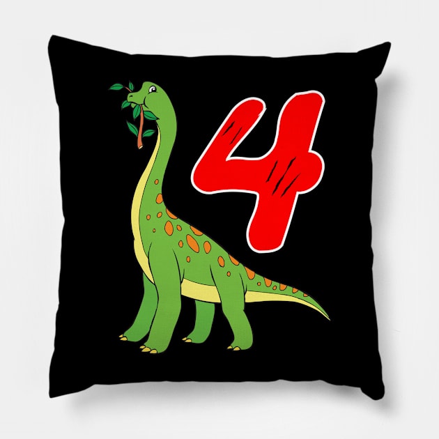 Brachiosaurus Giant Dinosaur 4th Birthday Pillow by samshirts