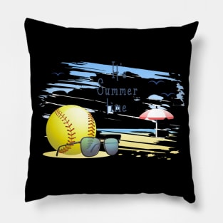 it' s  summer  time sports card .softball Pillow