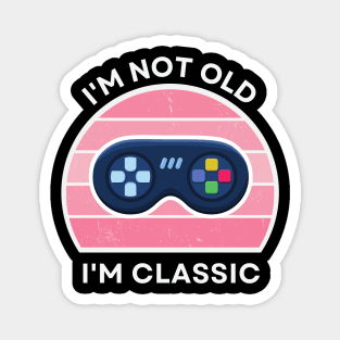 I'm not old, I'm Classic | Game Controller | Retro Hardware | Vintage Sunset | Gamer girl, '80s '90s Video Gaming Magnet