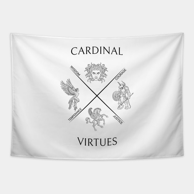 Stoic Cardinal Virtues Tapestry by Stoic King