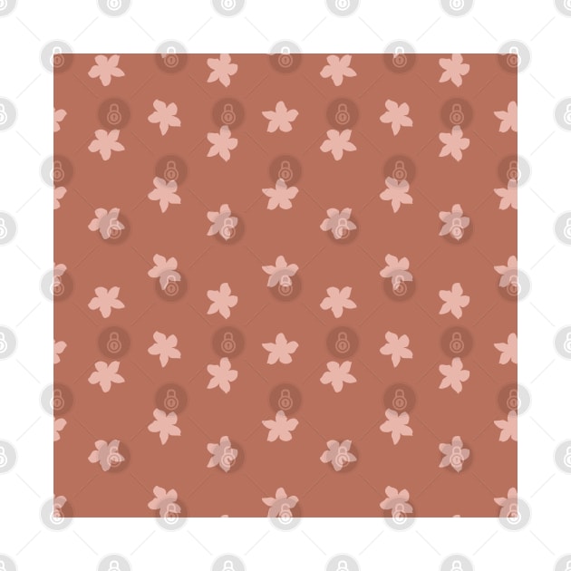 Wildflower pattern - Pink on Medium Brown by racheldwilliams