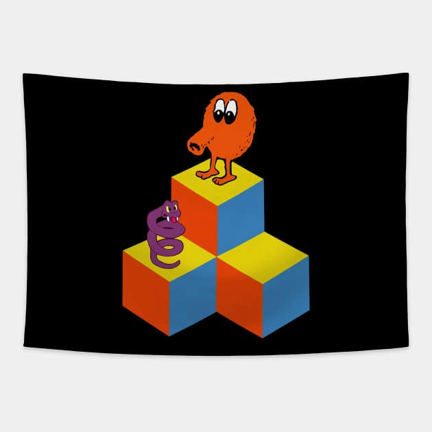 Qbert Game Tapestry by ElviaMontemayor