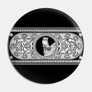 Elegant Lamassu Decoration on Black and White Pin