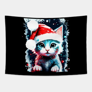 Kitten Cat Christmas Hat Tapestry