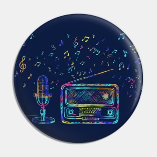 colorful retro radio Pin