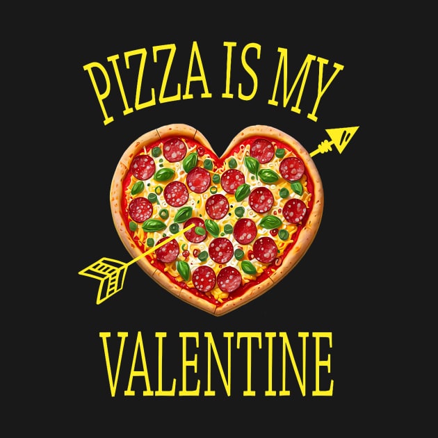 Pizza Heart Is My Valentine Funny Tee Boys Girls Kids Gift by Neldy