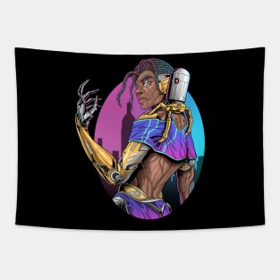 Cyborg Hunter 2077 Artwork Tapestry