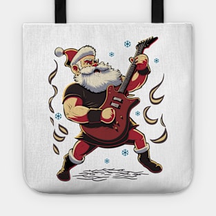 Christmas Guitar Gift Santa Claus Guitarist Funny Guitar Tote