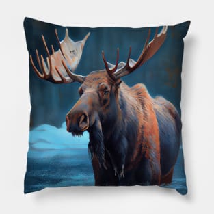 Arctic Moose - Oil paint Pillow